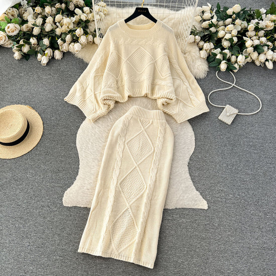 Elegant French Lazy Knit Co-Ord Set for Women