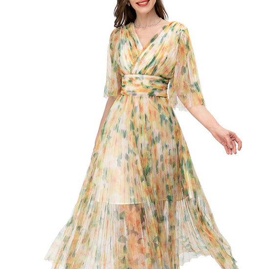 “Women’s Retro Casual Printed Dress – Elegant Temperament Summer Outfit”